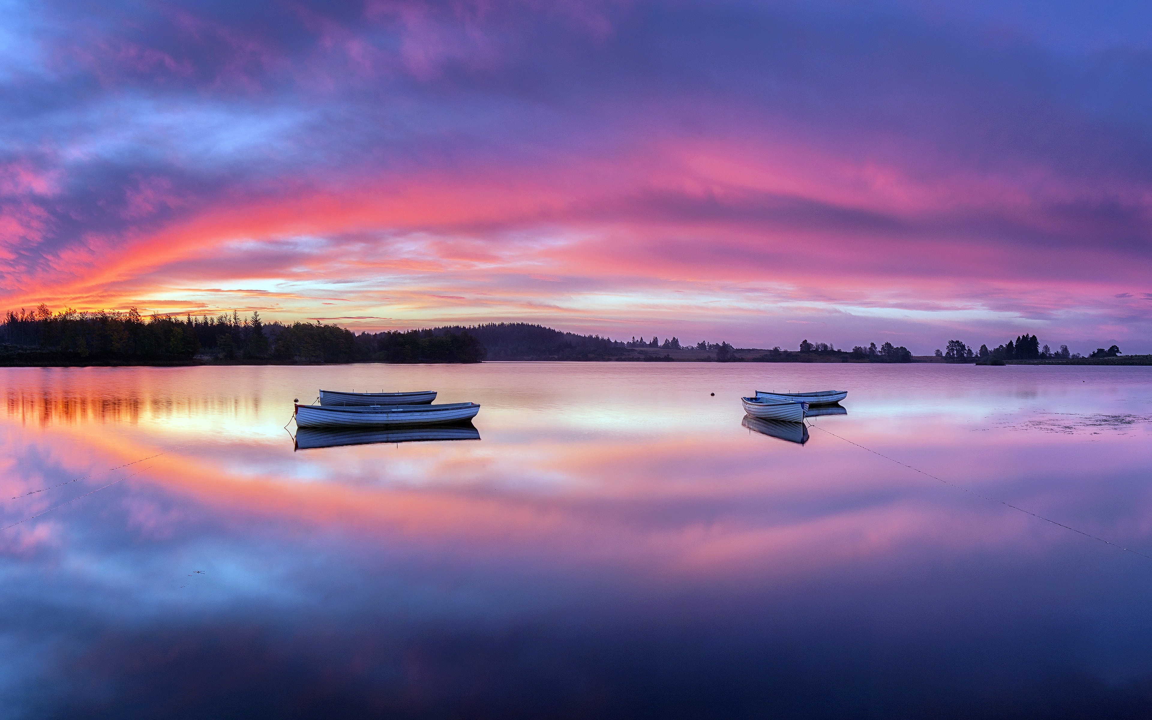 Summer Lake Sailboats Sunset HD Landscape