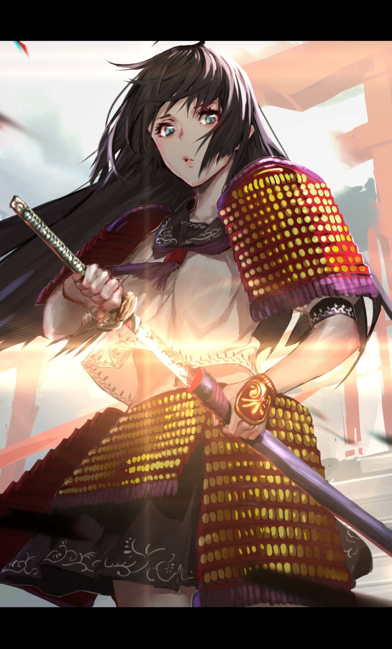 Download 1280x2120 wallpaper warrior, ninja, samurai, anime girl, artwork, iphone 6 plus, 1280x2120 HD image, background, 15906