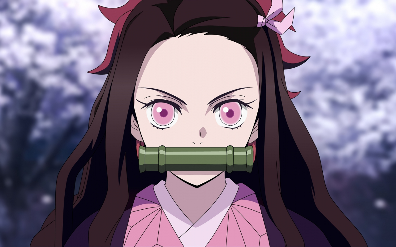 Download 1280x800 wallpaper angry kamado nezuko, pink eyes, anime girl, full hd, hdtv, fhd, 1080p, widescreen, 1280x800 HD image, background, 23985