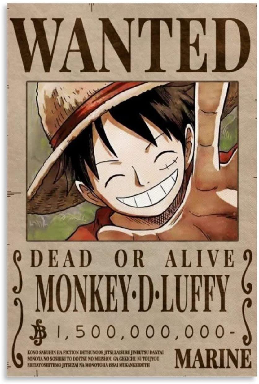Buy One Piece Luffy Bounty Wanted Theme Series Anime Poster Canvas Art Poster and Wall Art Picture Print Modern Family Bedroom Decor Posters 12x18inch(30x45cm) Online in Vietnam. B08M5LCY5B