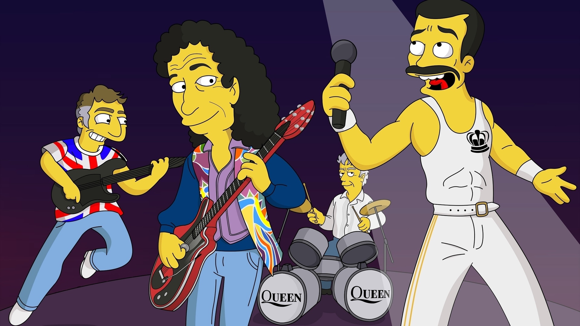 1920x1080 group, queen, the simpsons, the simpsons, freddie mercury, freddy mercury