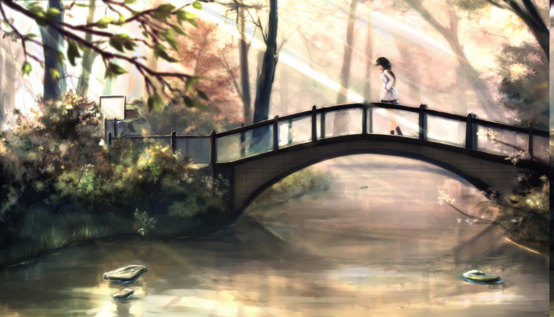 Мост через реку арт