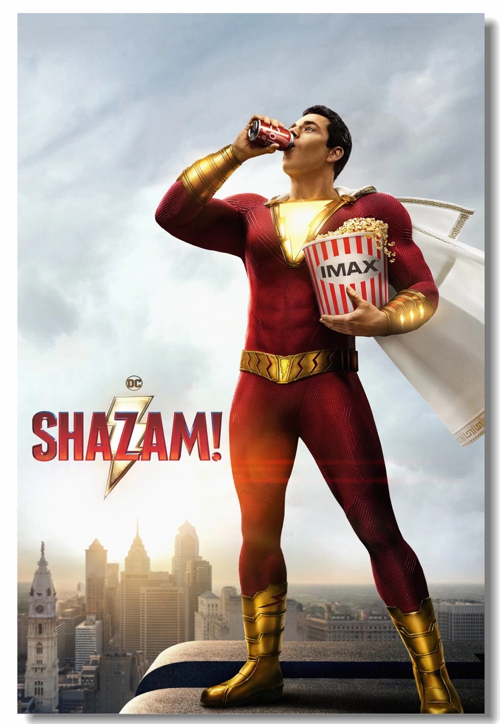 Custom Printing Wall Mural Zachary Levi Shazam Poster Shazam Wall Stickers DC Movie Wallpaper Office Bar Cafe Wall Decor #. Wall Stickers