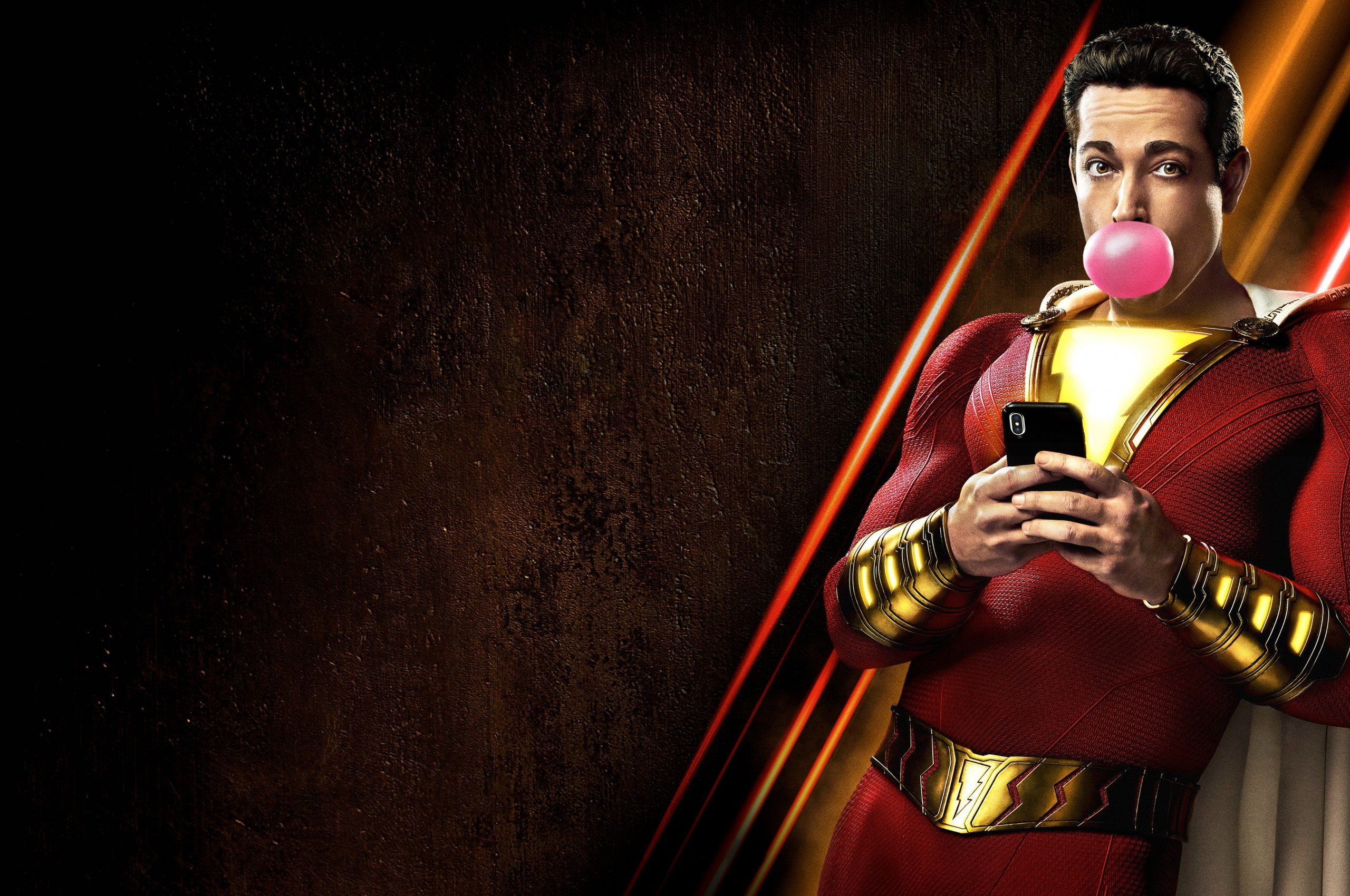 Download 2560x1700 Zachary Levi, Shazam, Bubble Gum Wallpaper for Chromebook Pixel