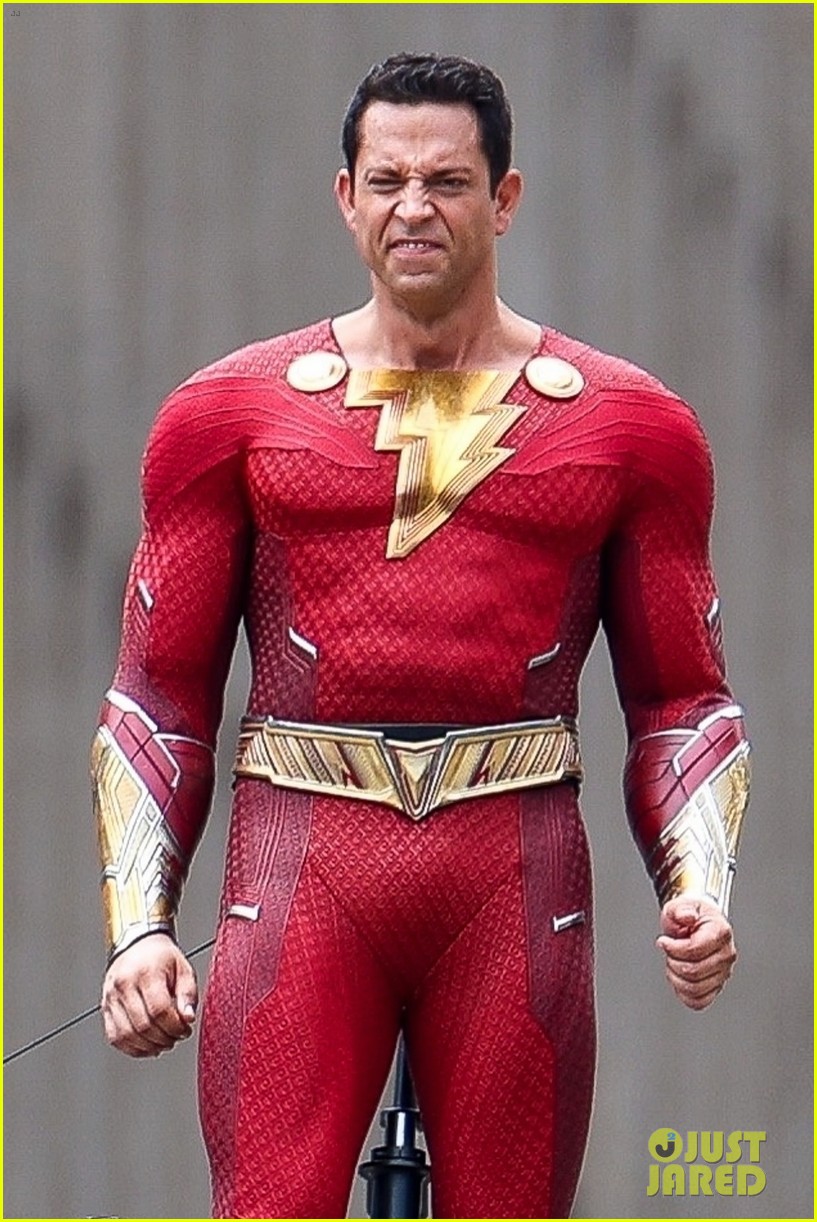 Zachary Levi Suits Up in His Brand New Superhero Costume for First 'Shazam 2' Set Pics!: Photo 4563541. Shazam, Zachary Levi Picture