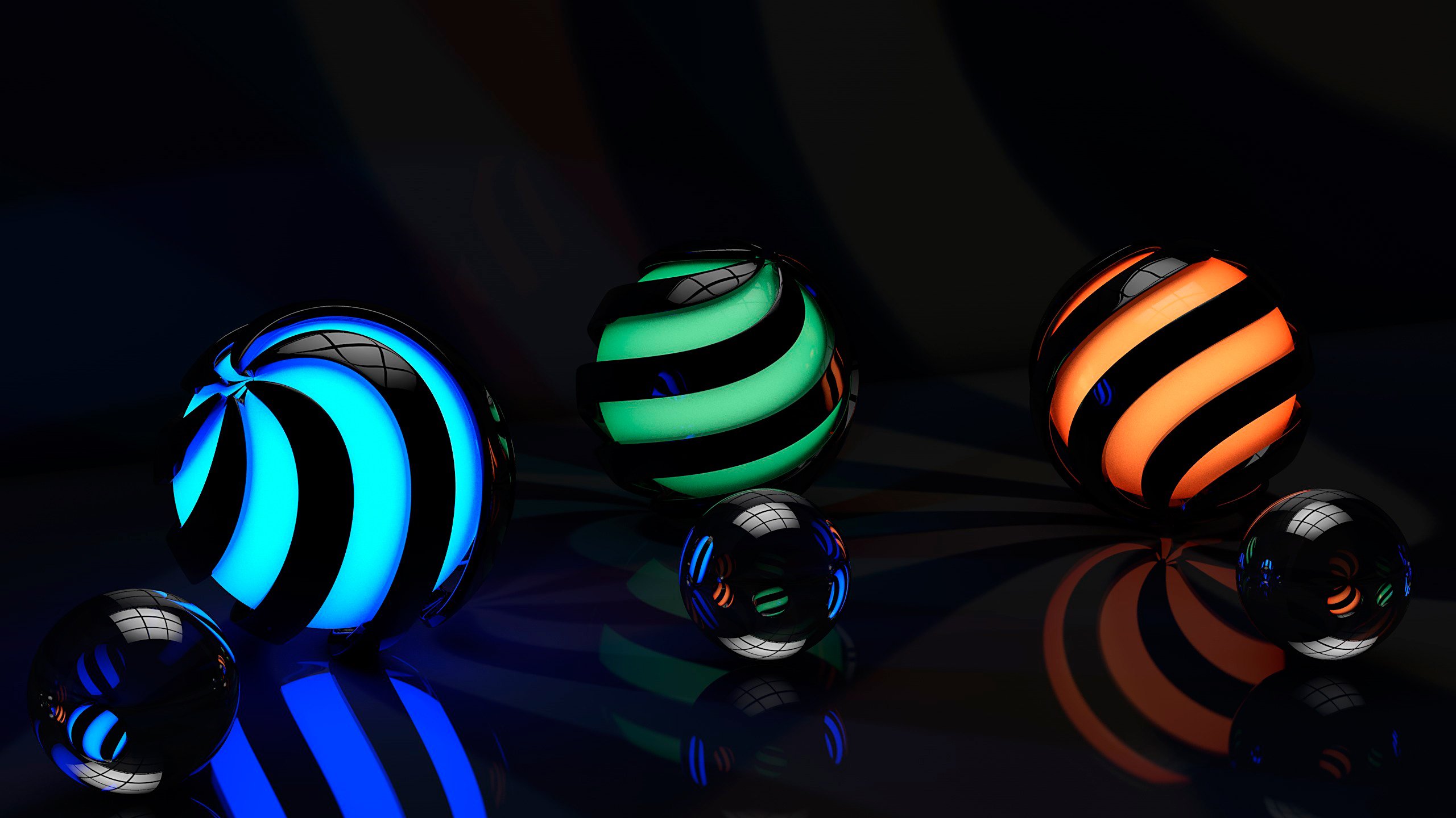 balls, 3D, Green, Blue, Orange Wallpaper HD / Desktop and Mobile Background