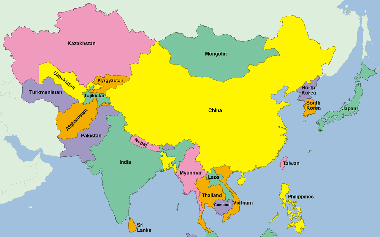 Страны Восточной Азии политическая карта