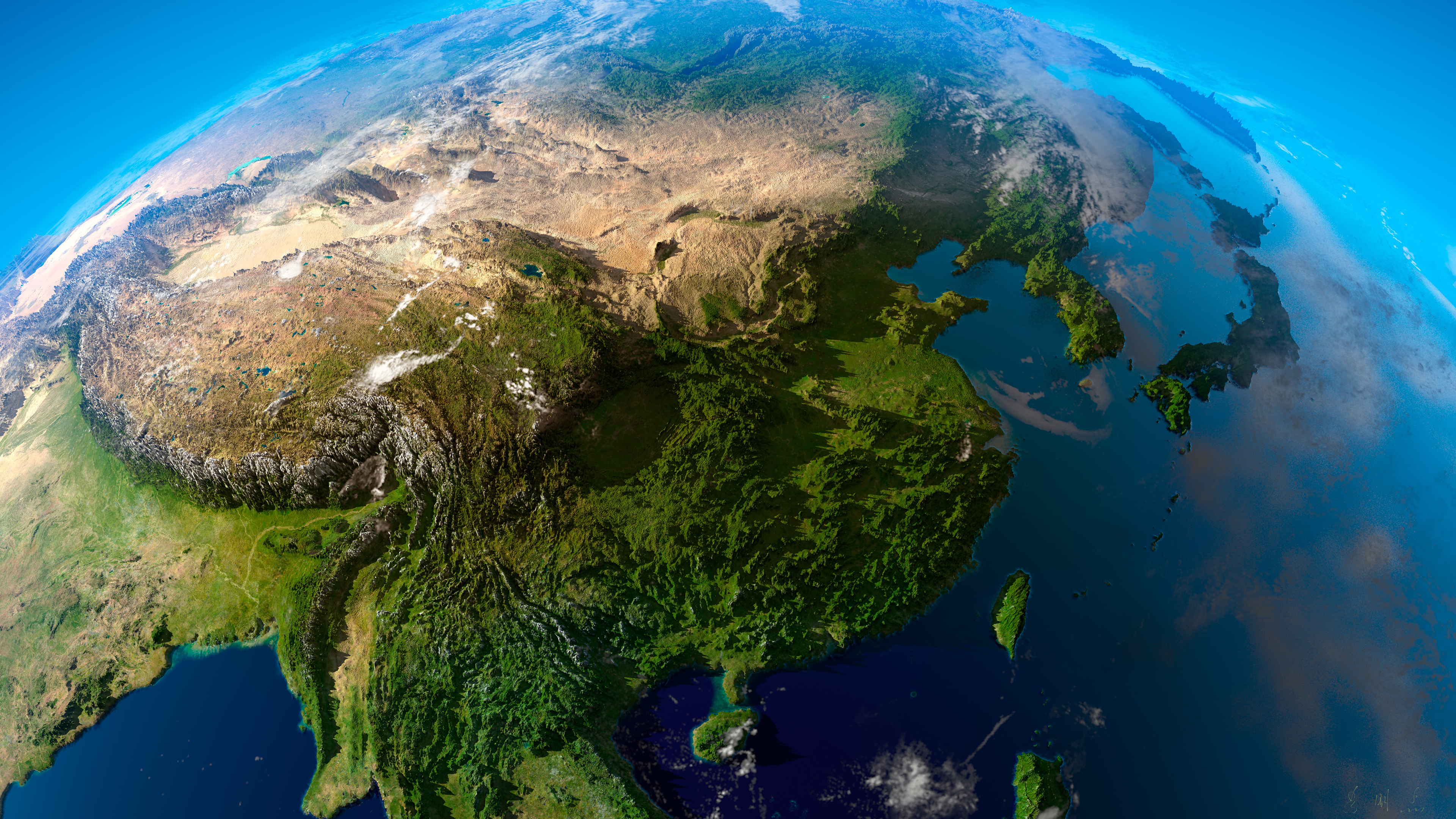 Asia Map Topography Earth Aerial Wallpaper:3840x2160