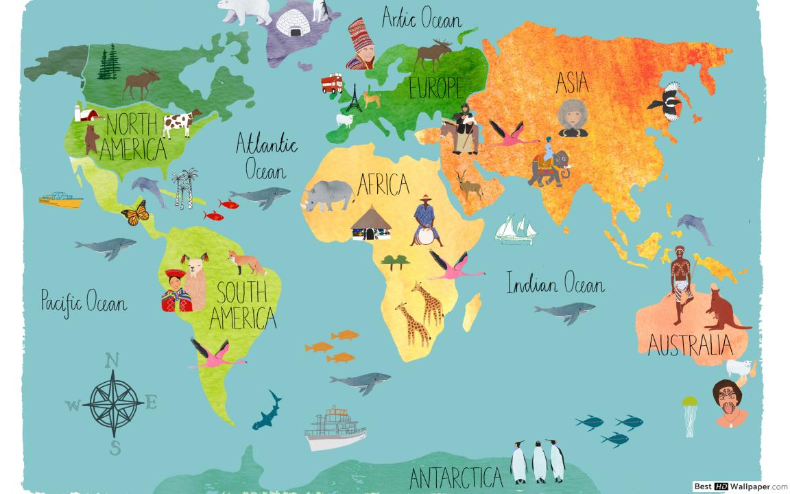 World Map for Kids HD wallpaper download