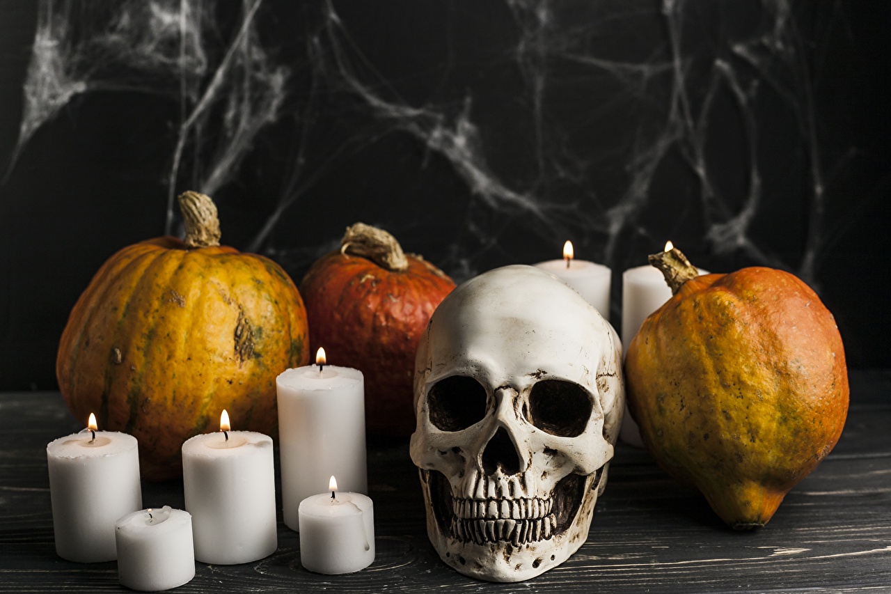 Image Skulls Candles Halloween Pumpkin