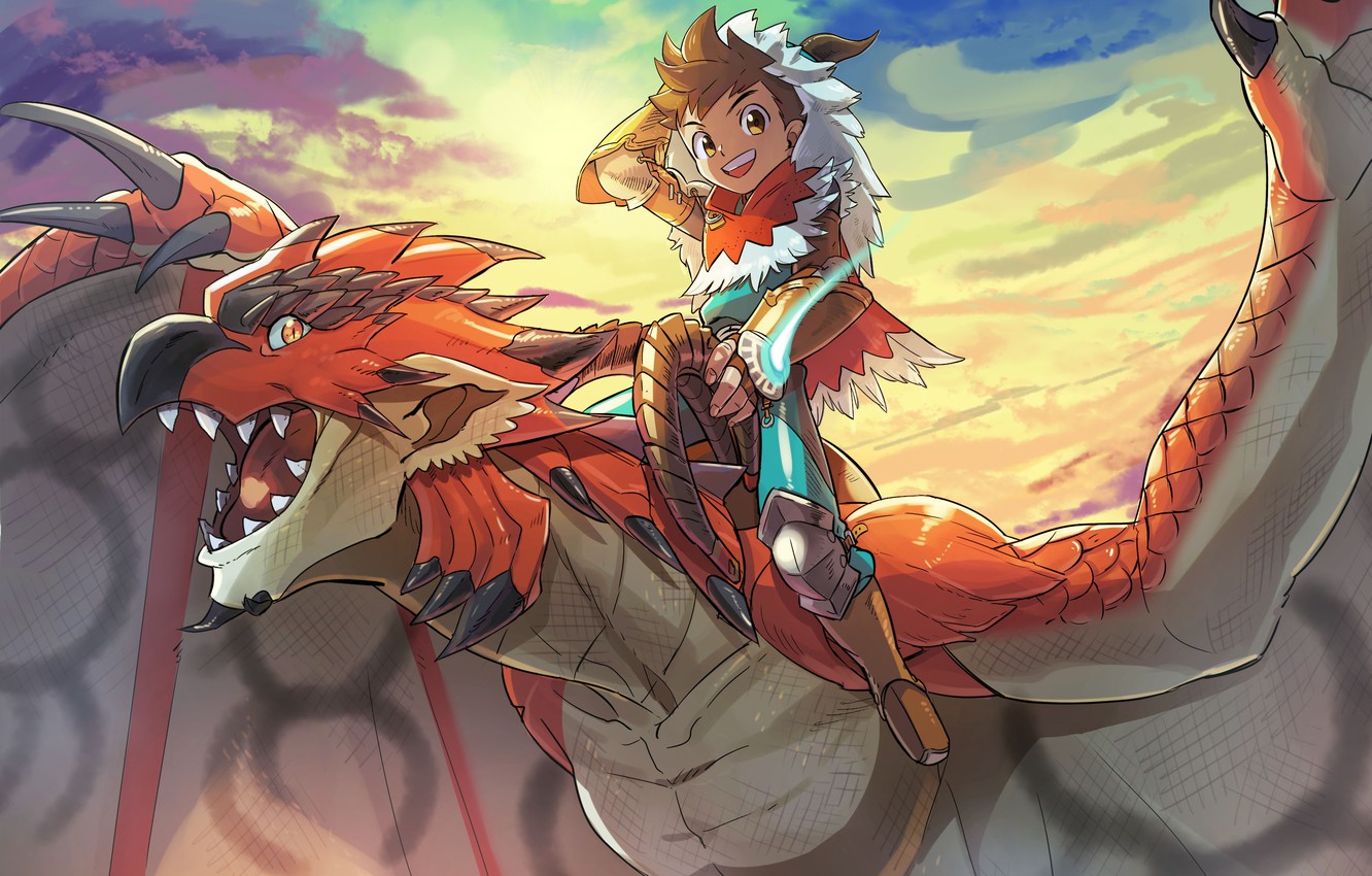 Wallpaper dragon, anime, boy image for desktop, section сёнэн