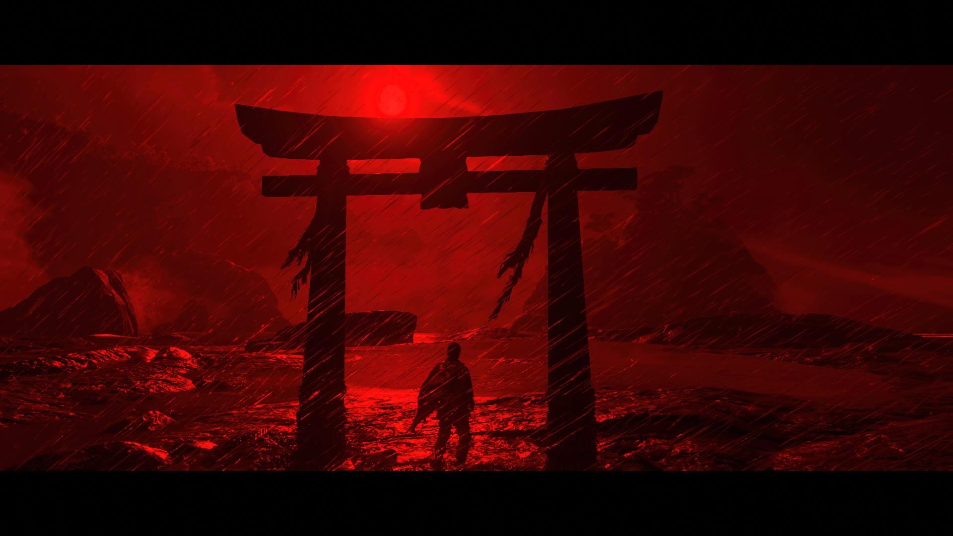 Ghost of Tsushima I love this photo mode so much. I felt the samurai red was fitting for this scene.: playstation