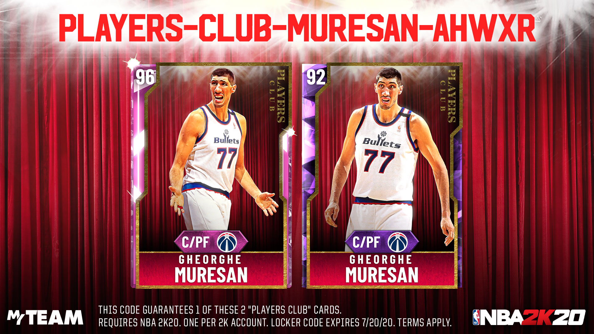 Gheorghe Muresan got my Players Club Locker Code! #NBA2K20LOCKERCODES