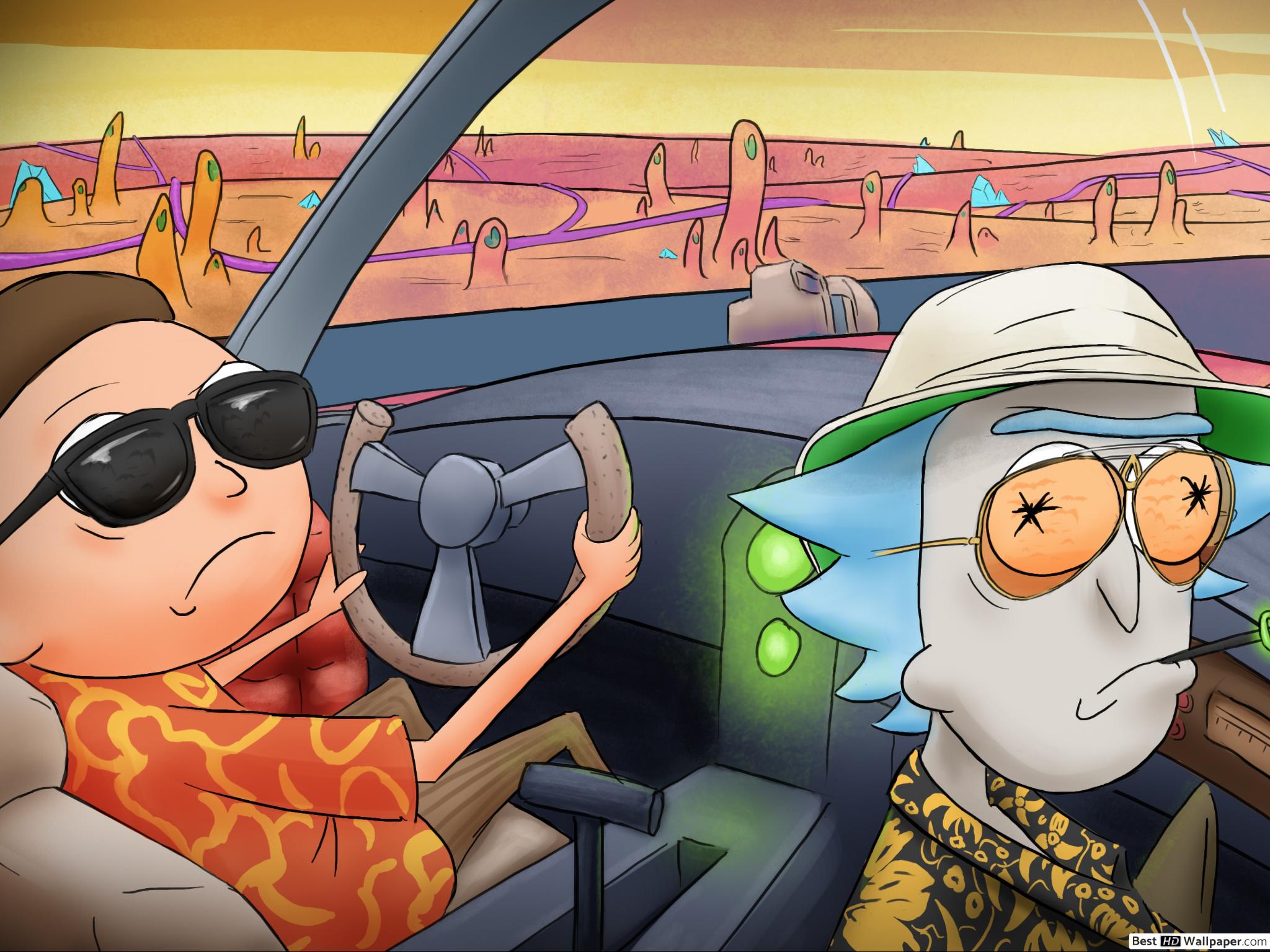 rick and morty cool driving HD wallpapers download.