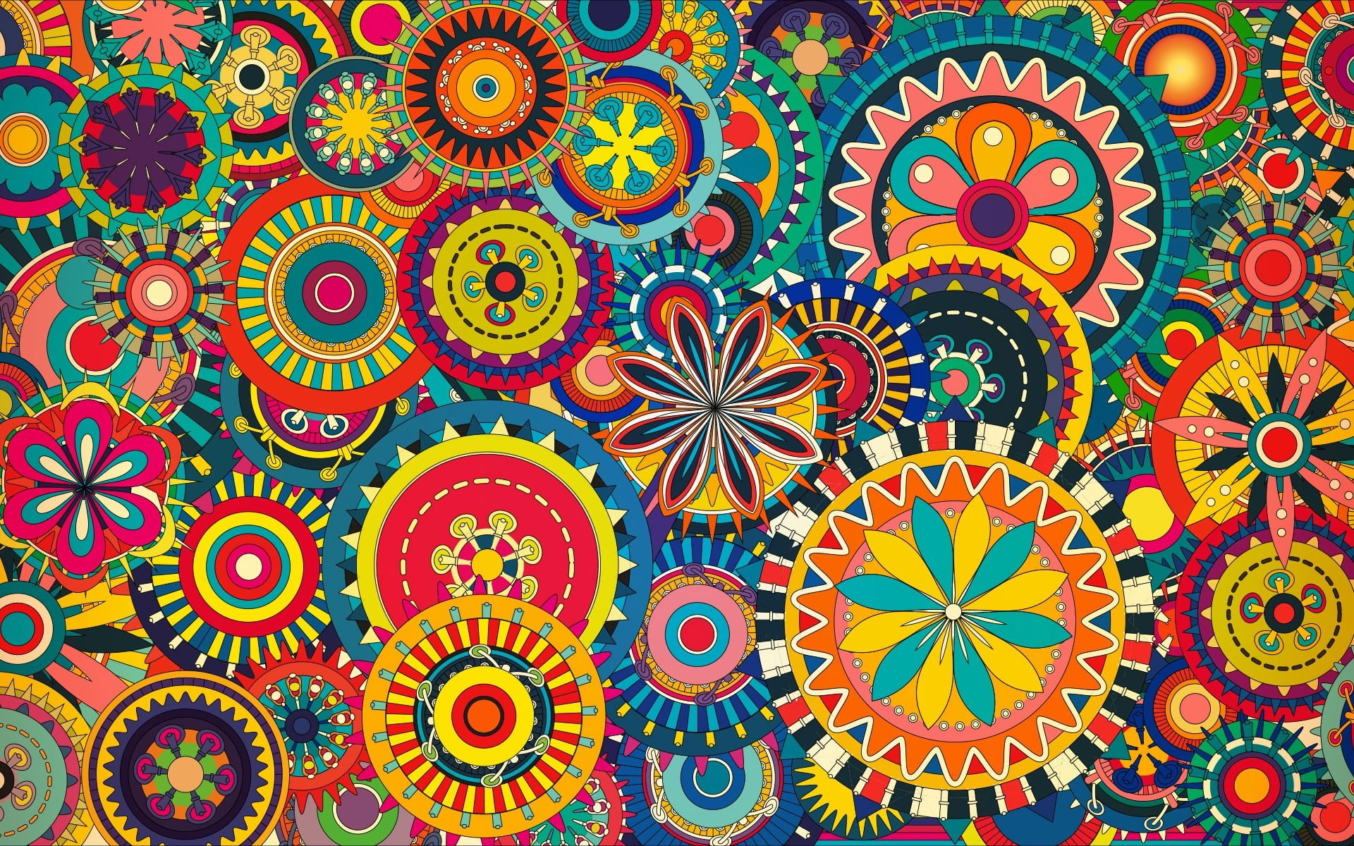 Multicolored floral art wallpaper, colorful, digital art, geometry, circle • Wallpaper For You HD Wallpaper For Desktop & Mobile