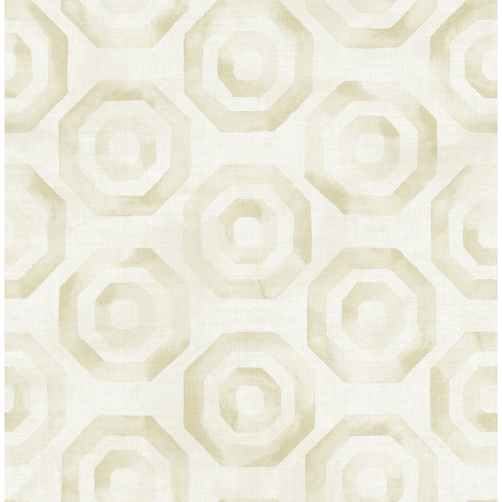 Faravel Geo Circles Geometric Wallpaper, In Gold & Off White