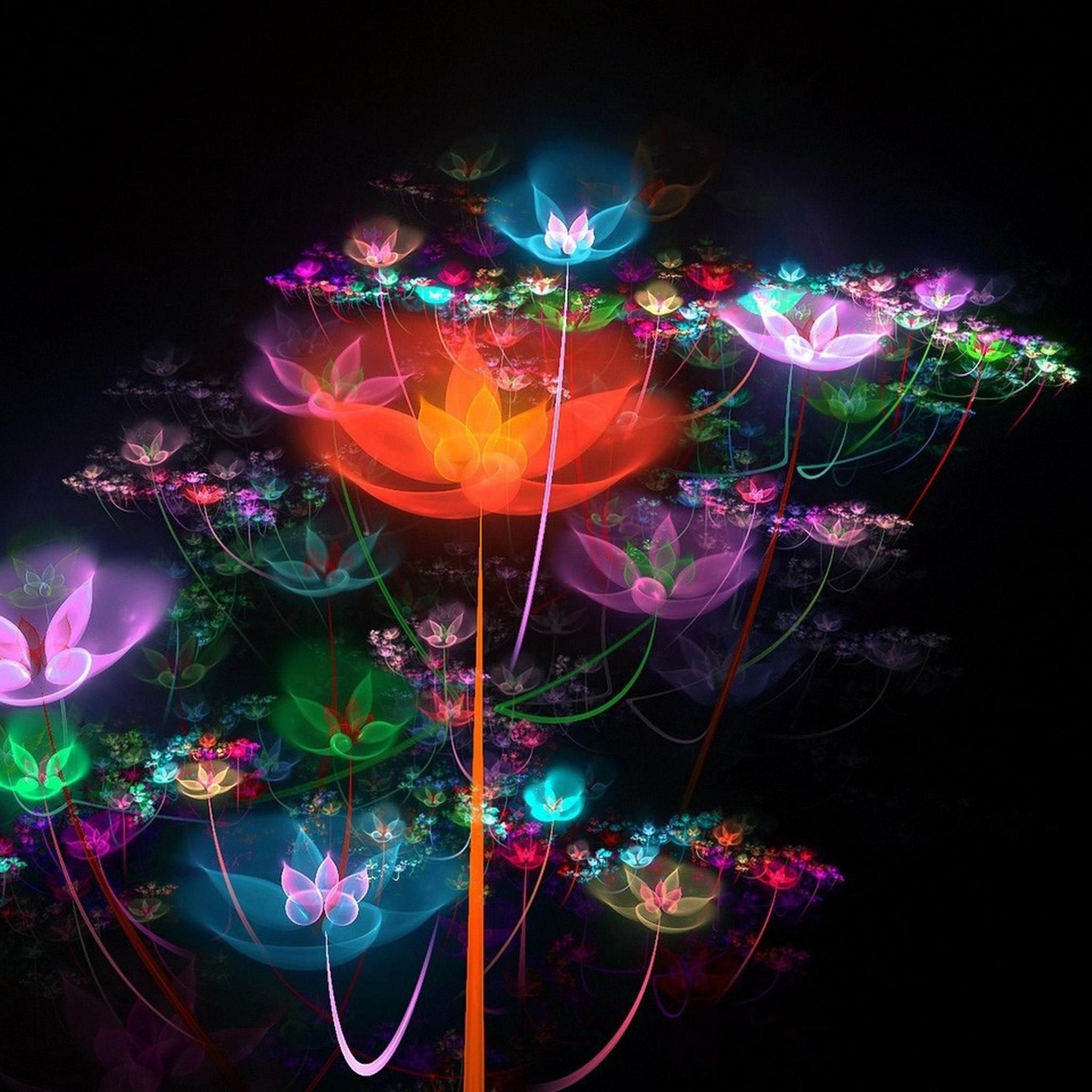 iPad Retina Wallpaper HD ready, stunning wallpaper. Fractal art, Flower wallpaper, Neon flowers