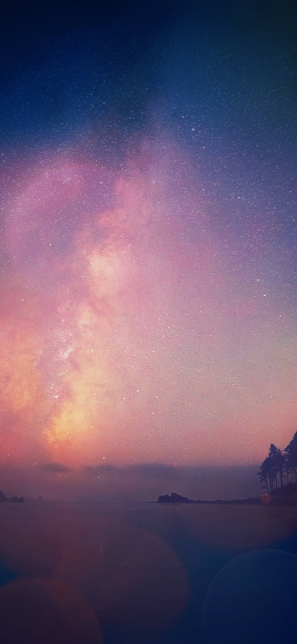 Night sky star falling blue aurora iPhone X Wallpaper Free Download