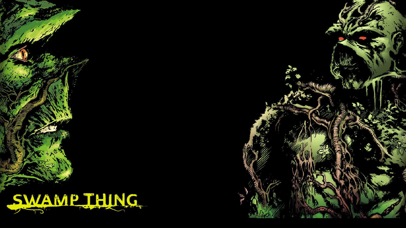 Made a Swamp Thing wallpaper from the covers of the first two Alan Moore TPBs if anyone wants it: comicbooks