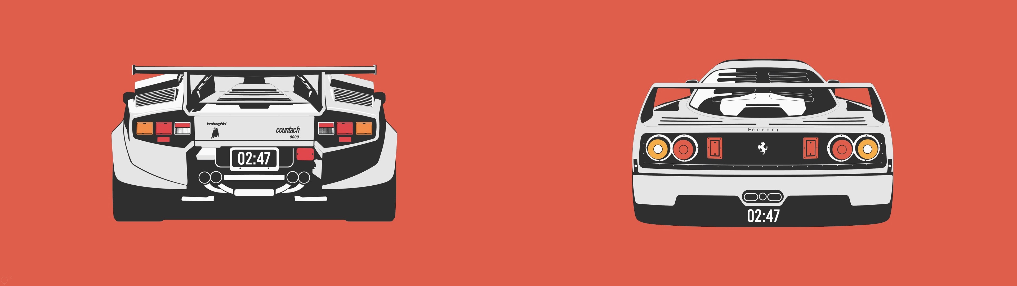 Flat design two screen wallpaper