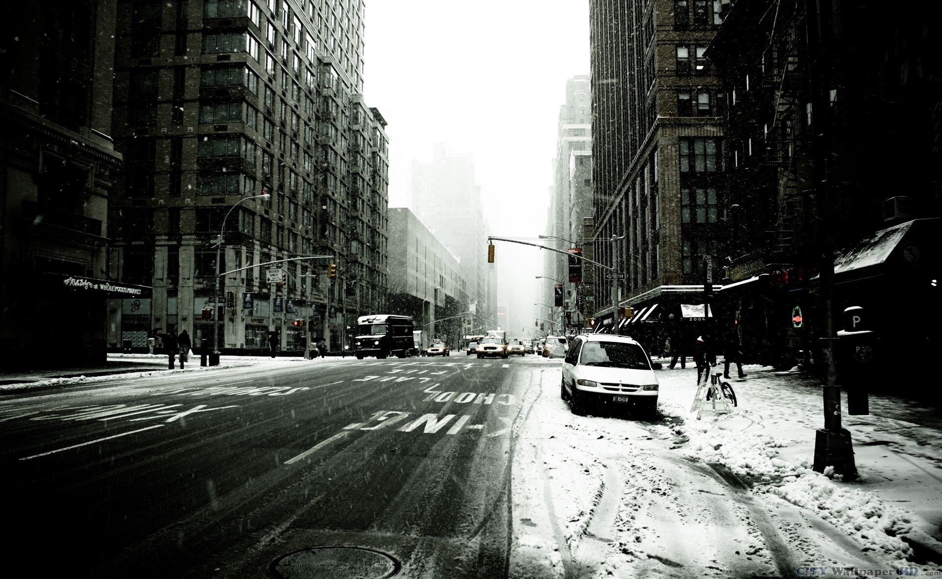 Wallpaper High Resolution Black And White Image Of A Snow Covered New York