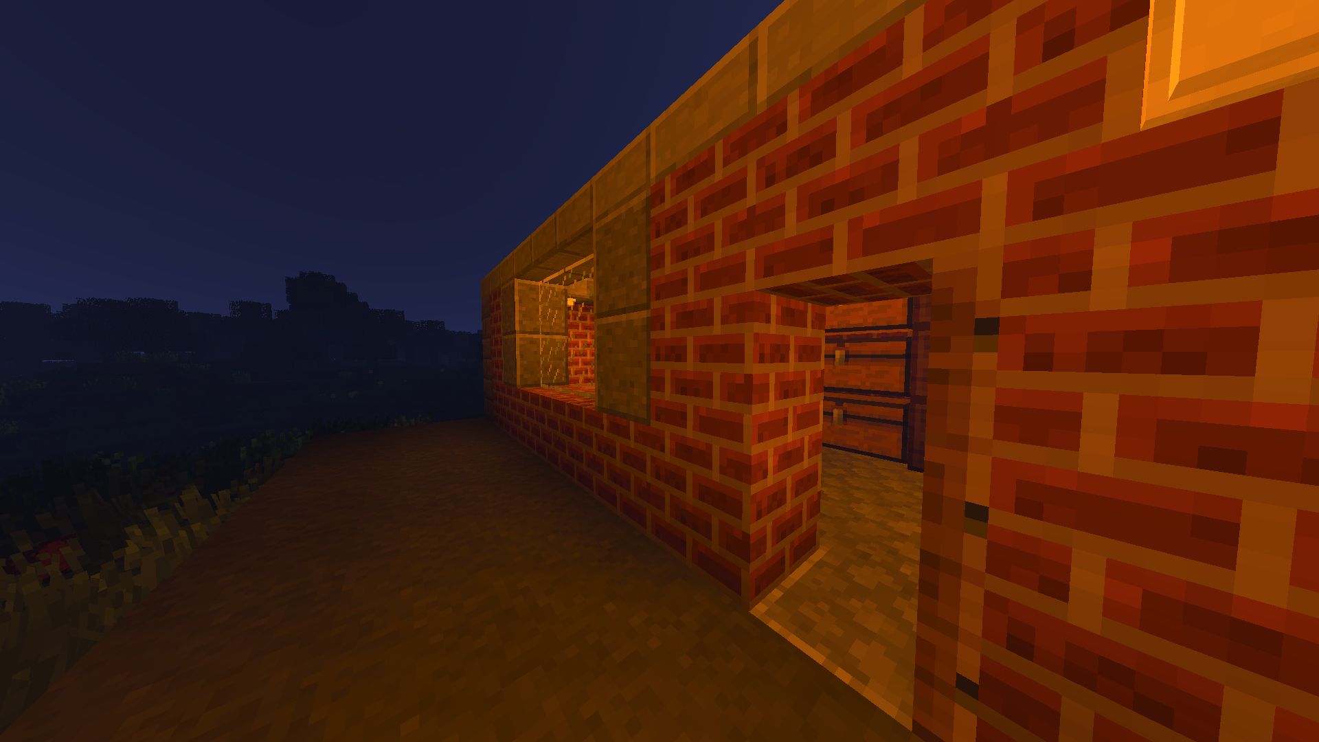 Minecraft, light blue, night, fire. Mocah HD Wallpaper