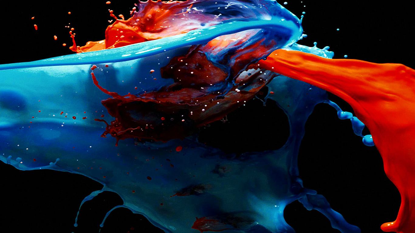 wallpaper for desktop, laptop. paint splash art illust dark blue red