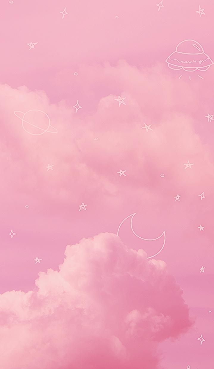 Wallpaper Pink Sky by Case4You ♥ #Pink #Sky #PinkSky #Space #Aesthetic #Pastel #Stars #Moon #Wallpaper #Cute #Case4Y. Pink sky, Pastel aesthetic, iPhone wallpaper