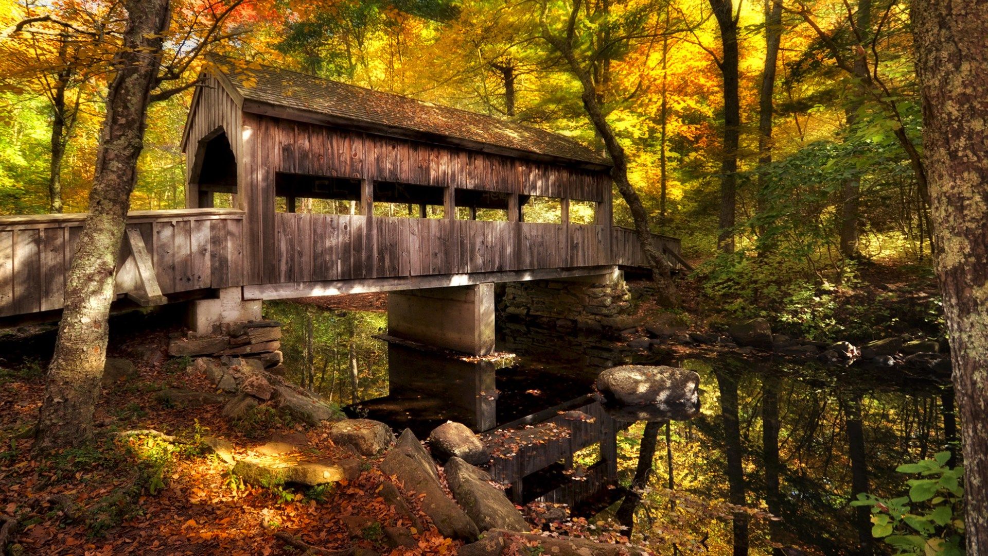 Autumn Bridge Wallpaper