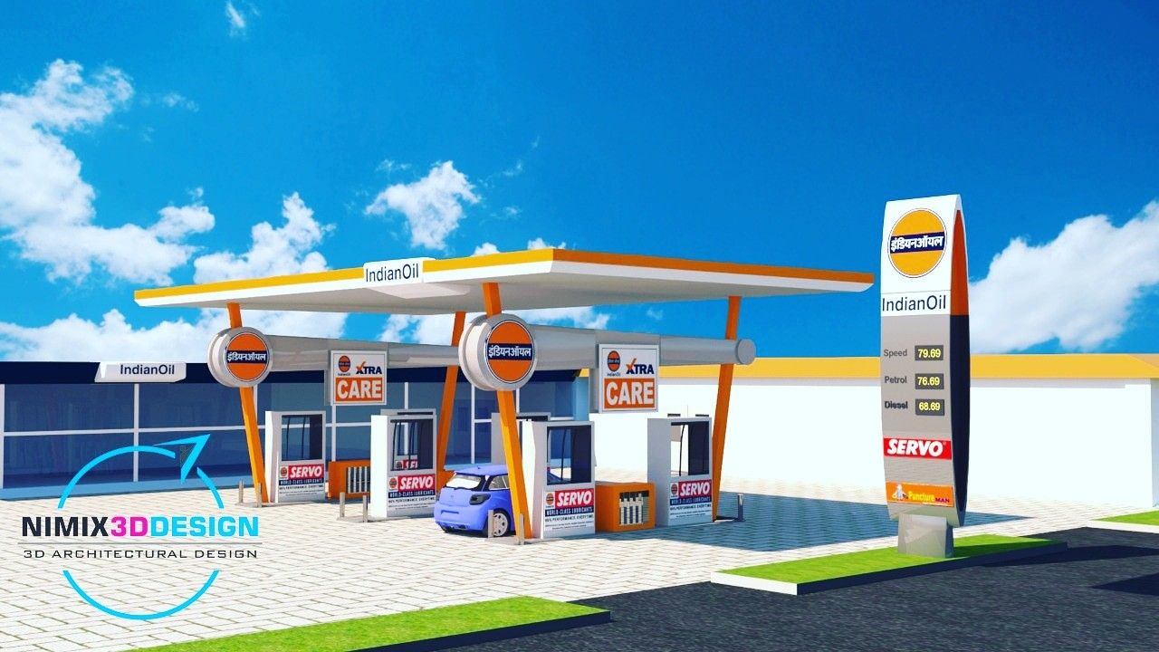 3D Petrol pump design. Interior design renderings, Website design company, Design company