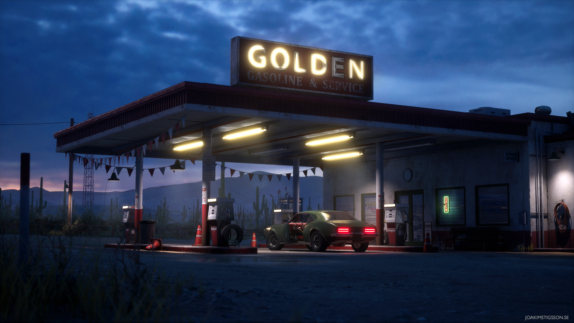 Golden Gasoline Gas Station Joakim Stigsson