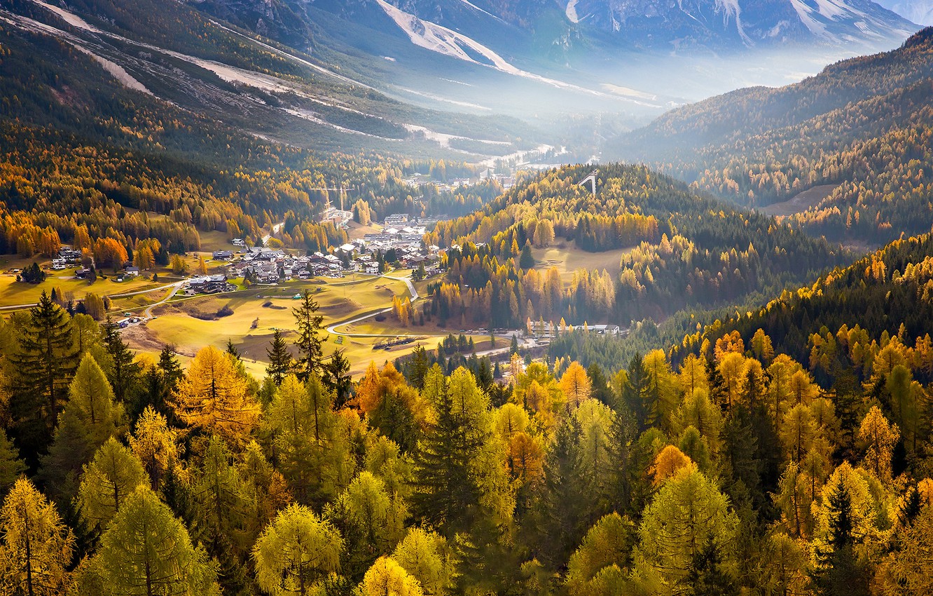 Wallpaper autumn, valley, Italy, The Dolomites image for desktop, section пейзажи