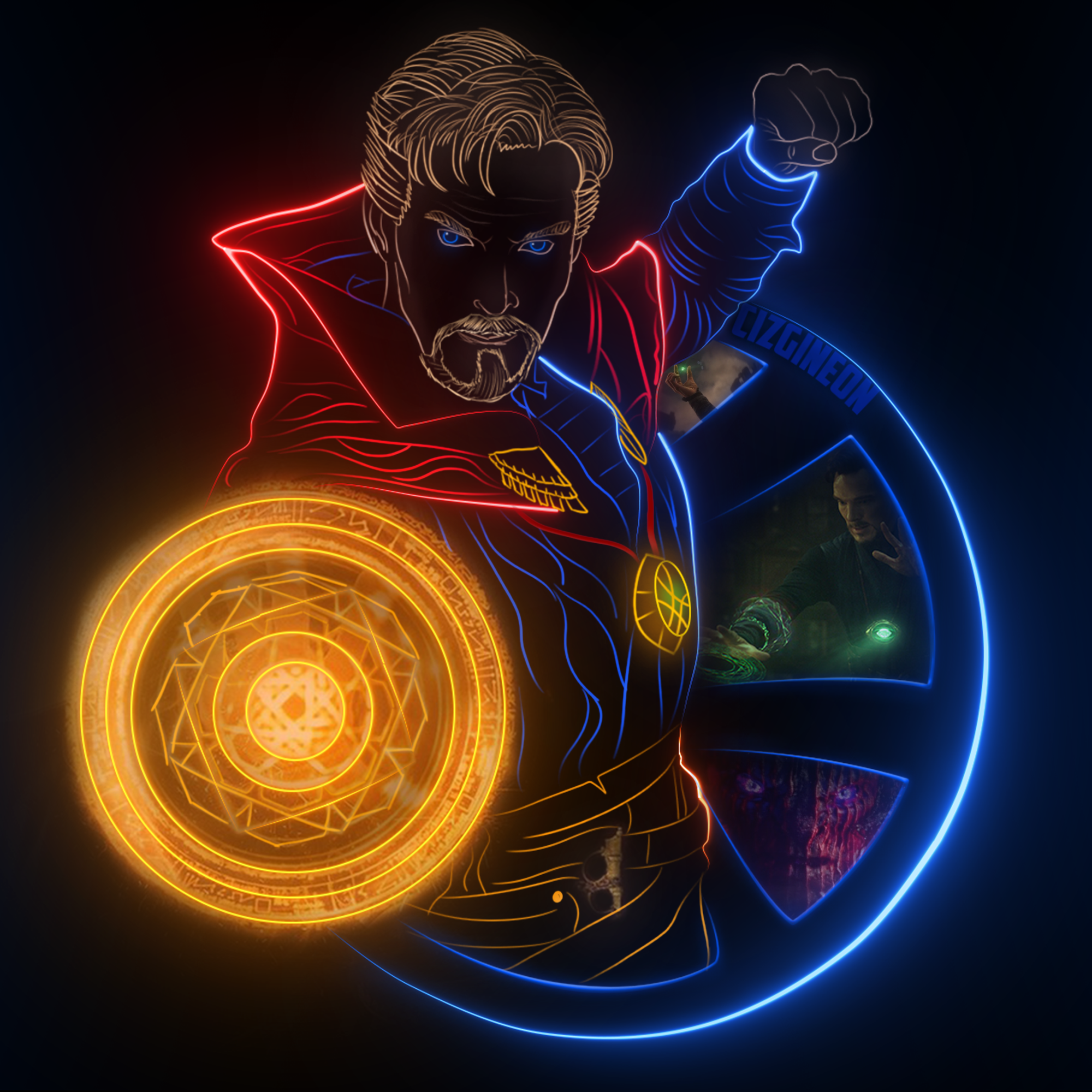 Artwork Doctor Strange Neon Illustration by CizgiNeon: Marvel