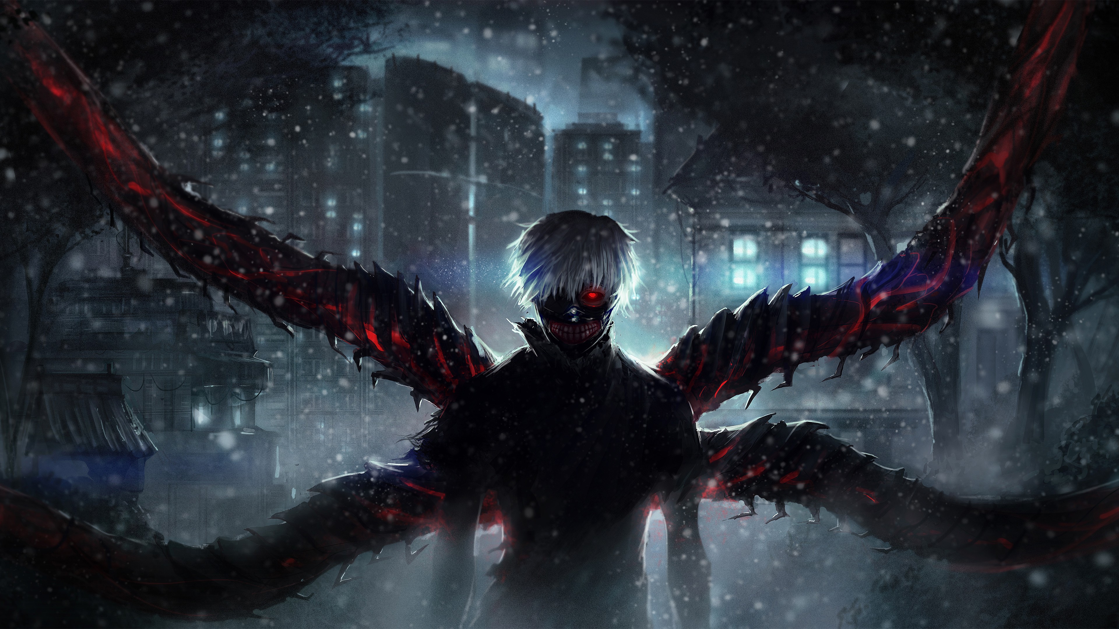 Wallpaper, anime, Kaneki Ken, Tokyo Ghoul, darkness, screenshot, computer wallpaper, fictional character 3840x2160