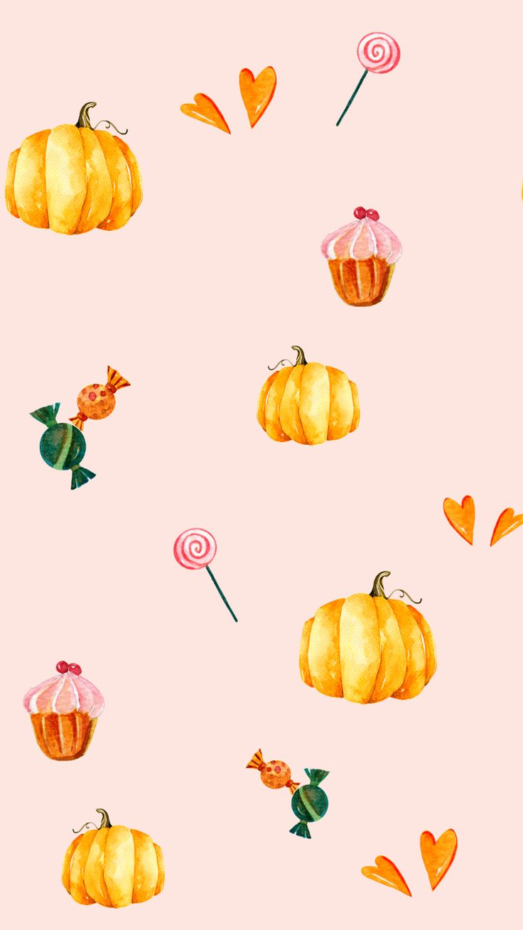 PASTEL PUMPKINS AND SWEET TREATS DESKTOP WALLPAPER