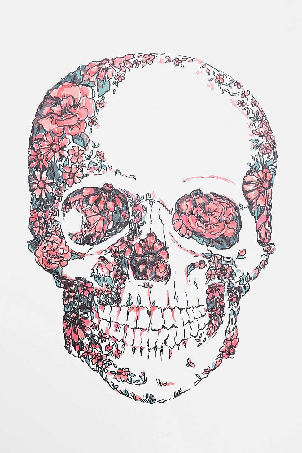 Vintage Floral Skull Wallpaper