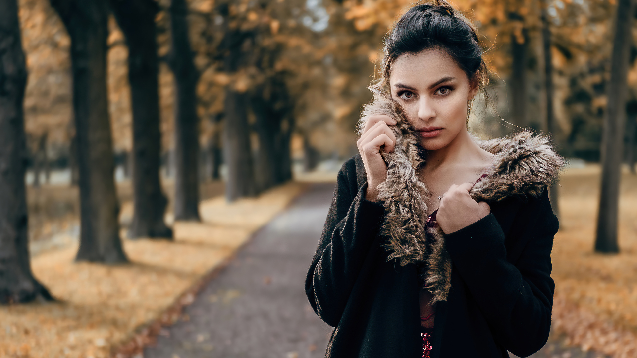 Young Girl Autumn Park Photography 4k 1440P Resolution HD 4k Wallpaper, Image, Background, Photo and Picture