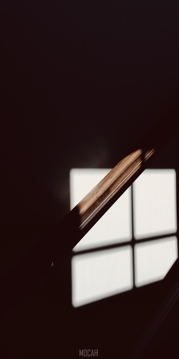 a dim shot of a wooden bannister illuminated by faint light from the window, dim wooden bannister, LG K40 background hd, 720x1440. Mocah HD Wallpaper