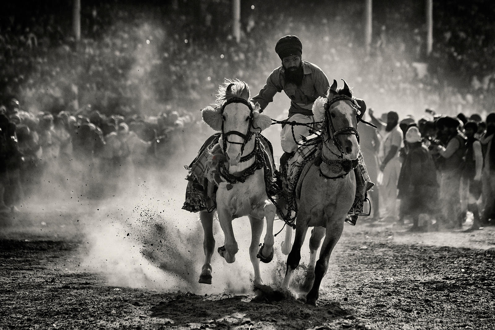 A Nihang Sikh Warrior Shows His Riding Skills During