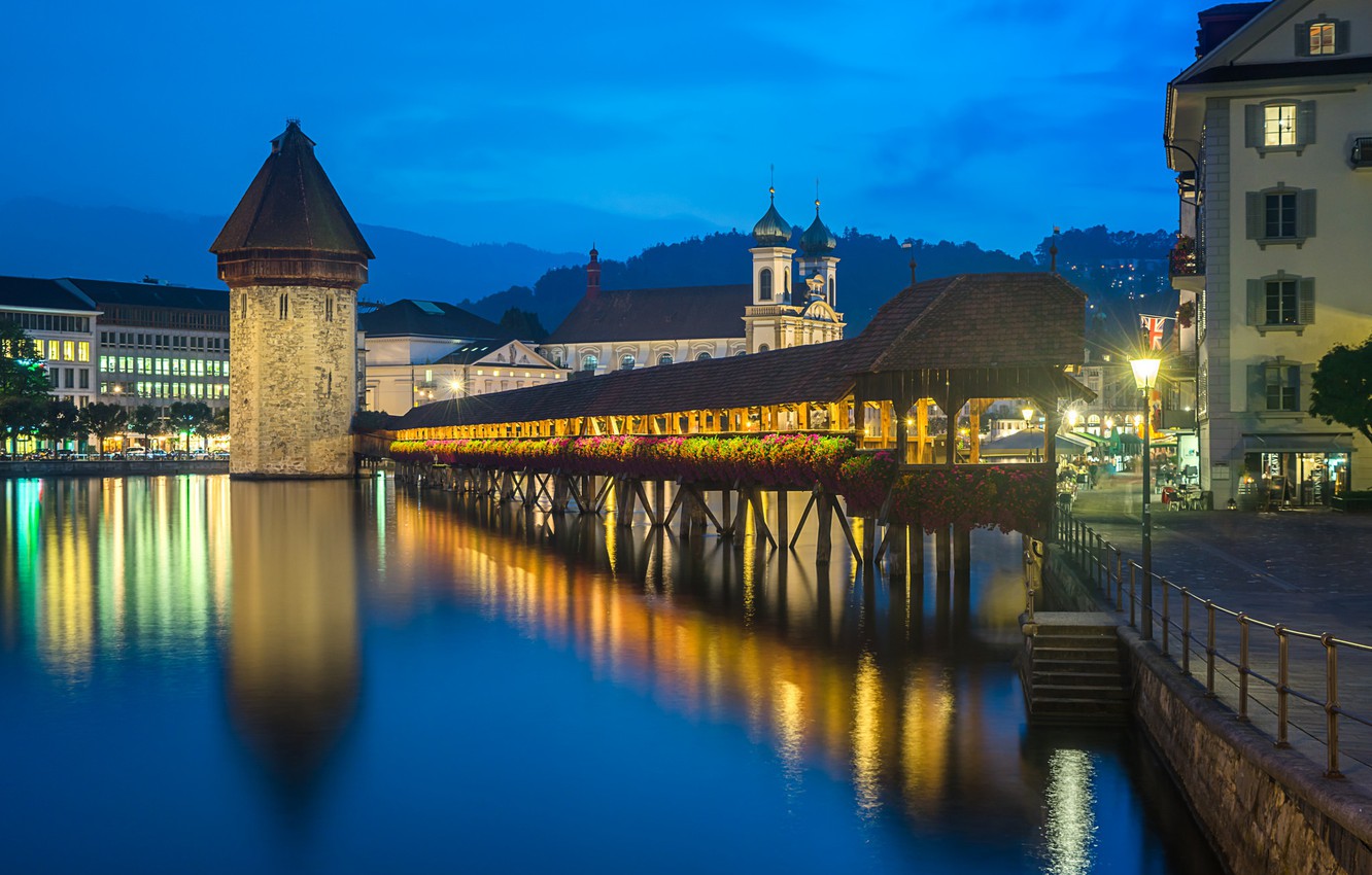 Wallpaper Switzerland, Switzerland, Lucerne, Reuss River, Luzern, Chapel bridge, Credit, Canton of Lucerne image for desktop, section город