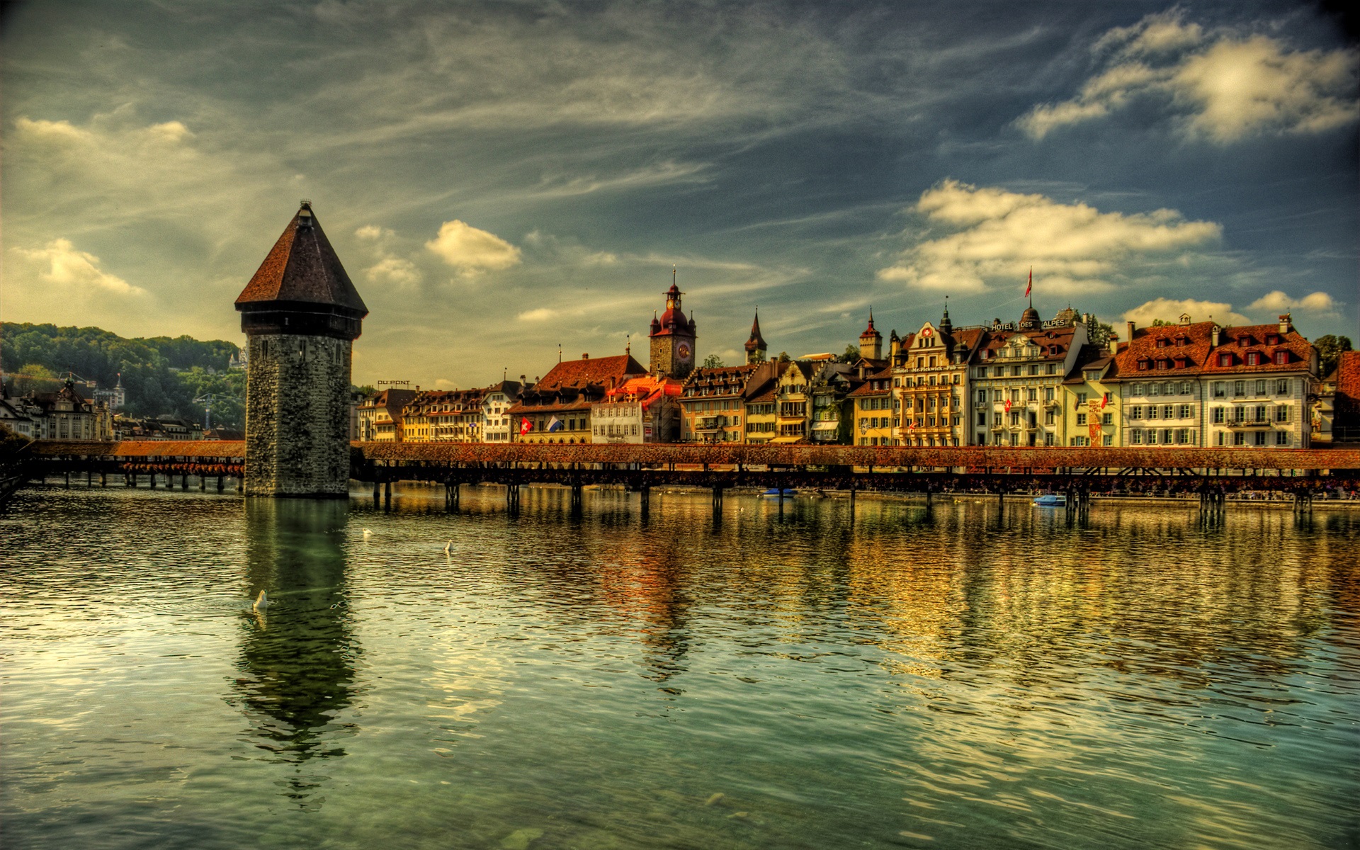 Wallpaper Switzerland, Lucerne, bridge, river, houses 1920x1200 HD Picture, Image
