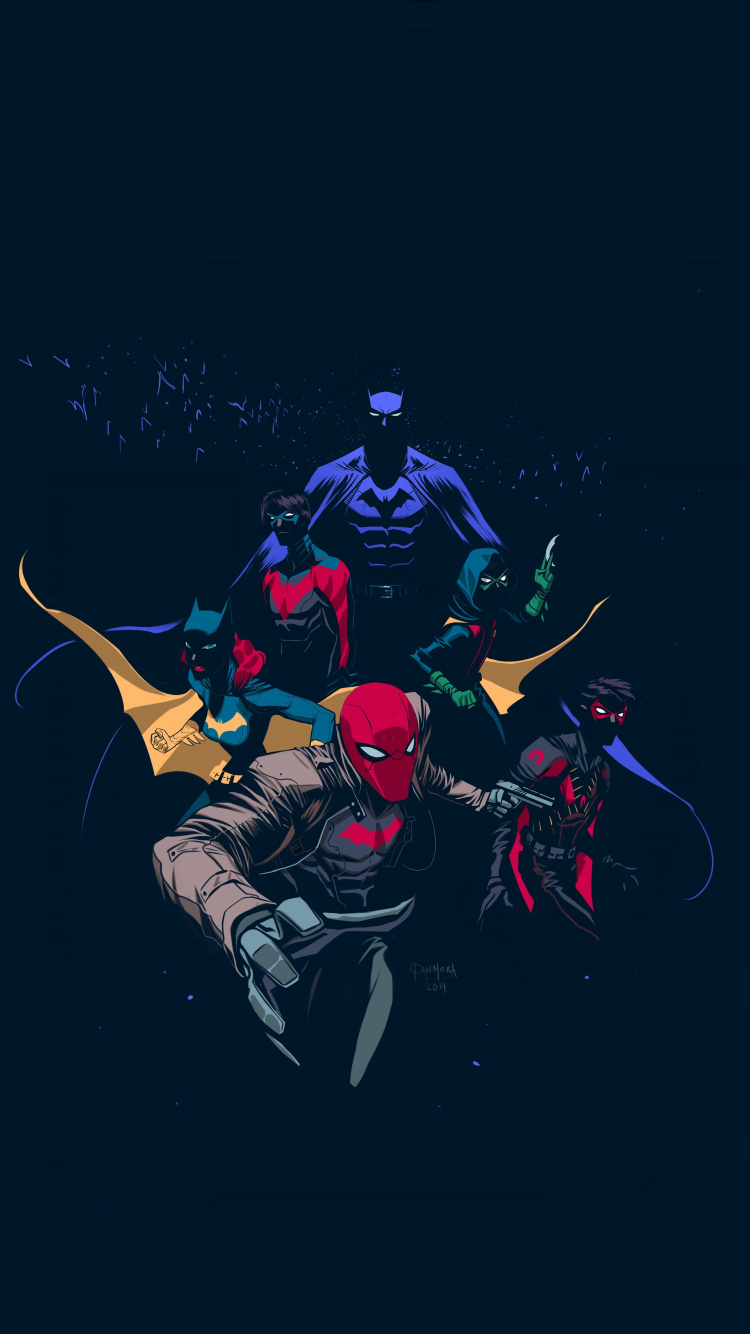 Batfamily, Robin, Red Hood, Artwork, Wallpaper Family Wallpaper iPhone