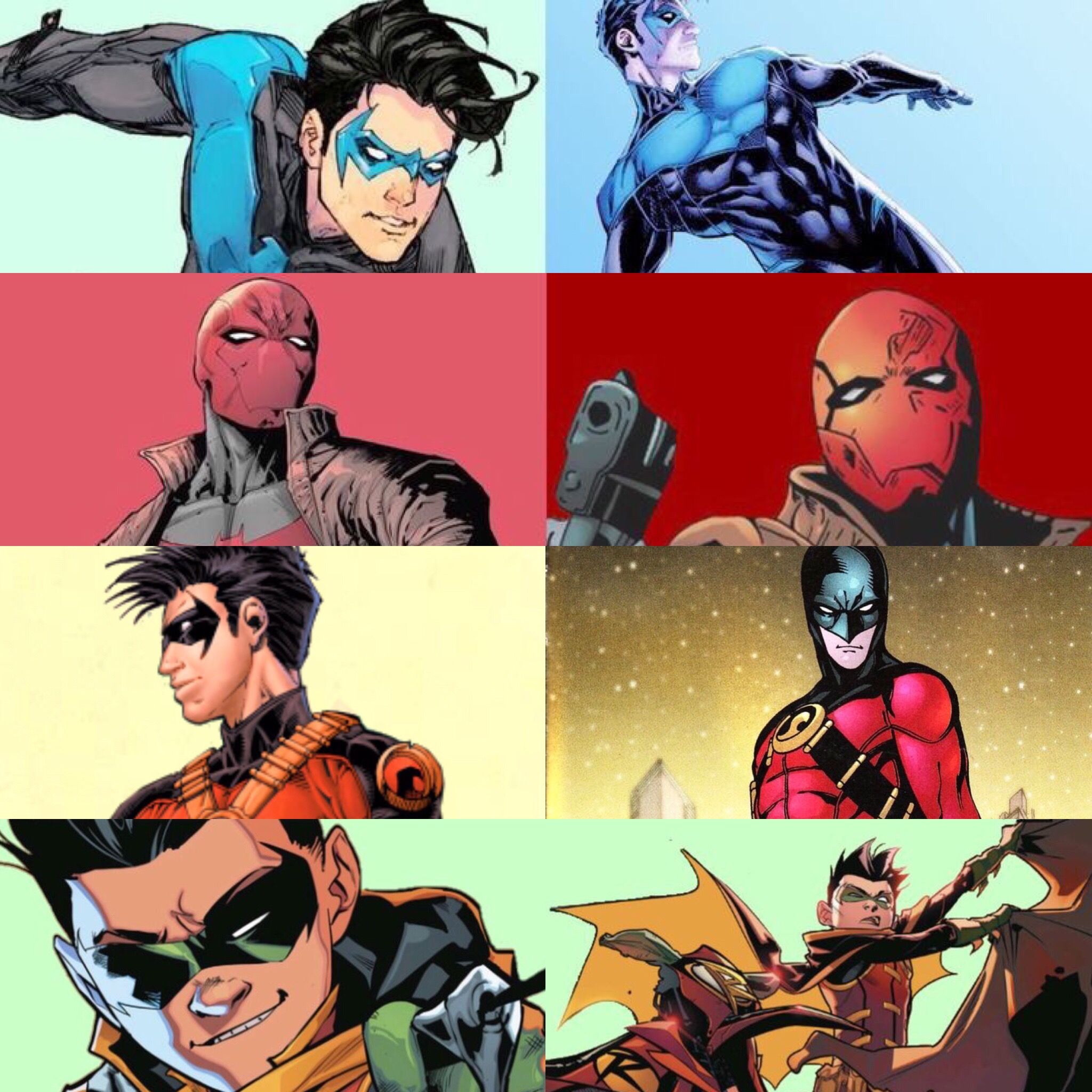 Damian Wayne. Nightwing. Jason Todd. Red Hood. Tim Drake. Red Robin. Damian Wayne. Robin. Robin tim drake, Tim drake, Nightwing