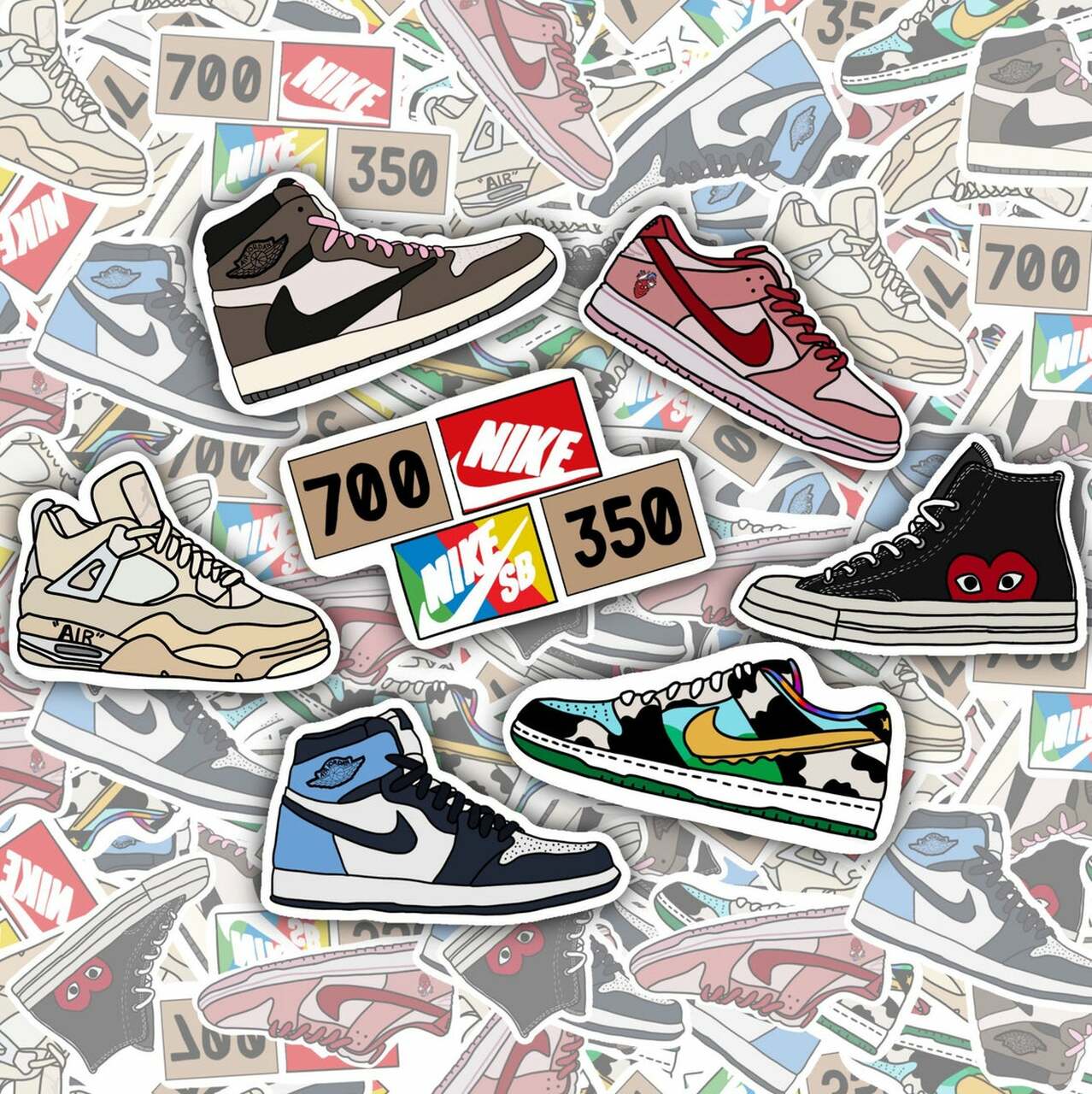 Mix Match Sneakers Stickers Laptop Stickers Removable And Waterproof