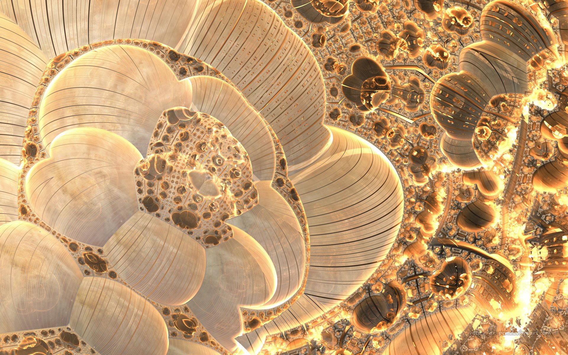 Golden Flower Field Fractal Art HD Wallpaper