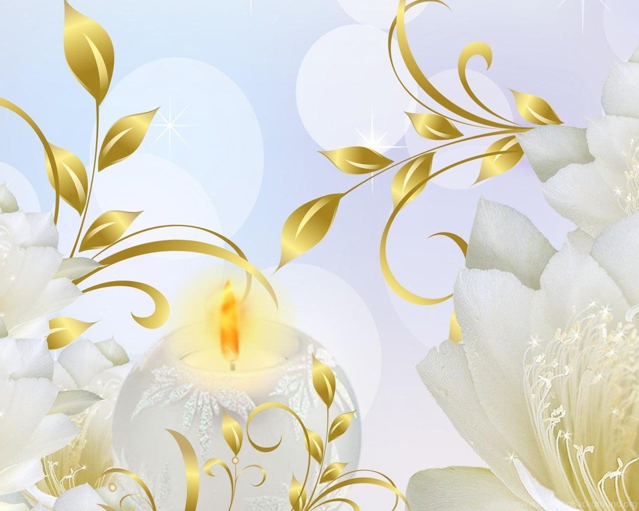 Justpict.com Gold Flowers Wallpaper Desktop Background