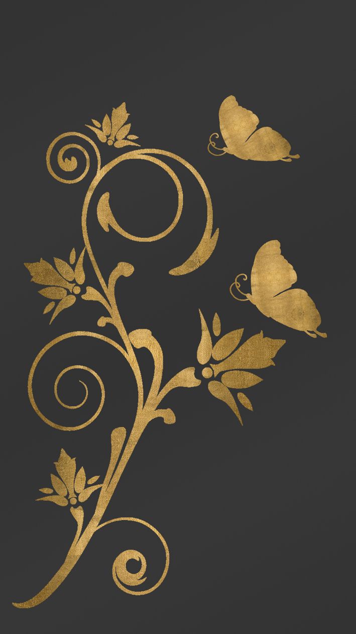 Elegant Digital Wallpaper Lockscreen For Smartphone Featuring A Golden Flower Theme. Gold Art, Copper Art, Digital Wallpaper