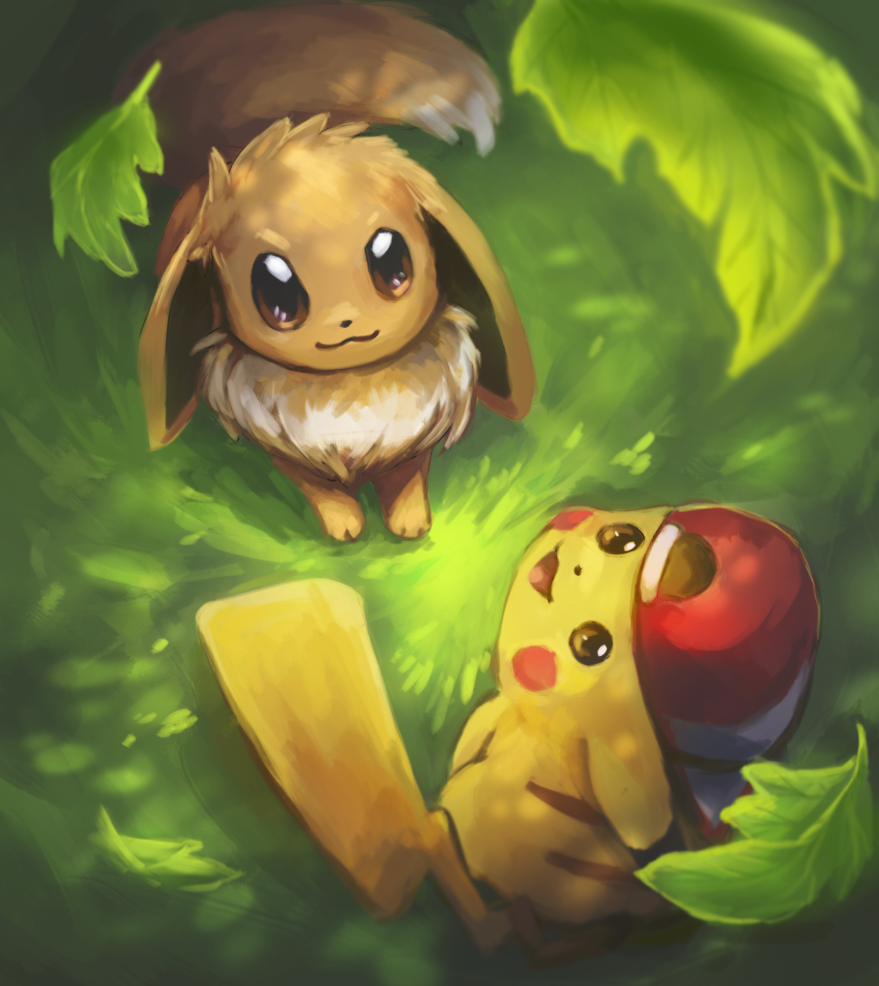 pikachu and eevee (pokemon) drawn