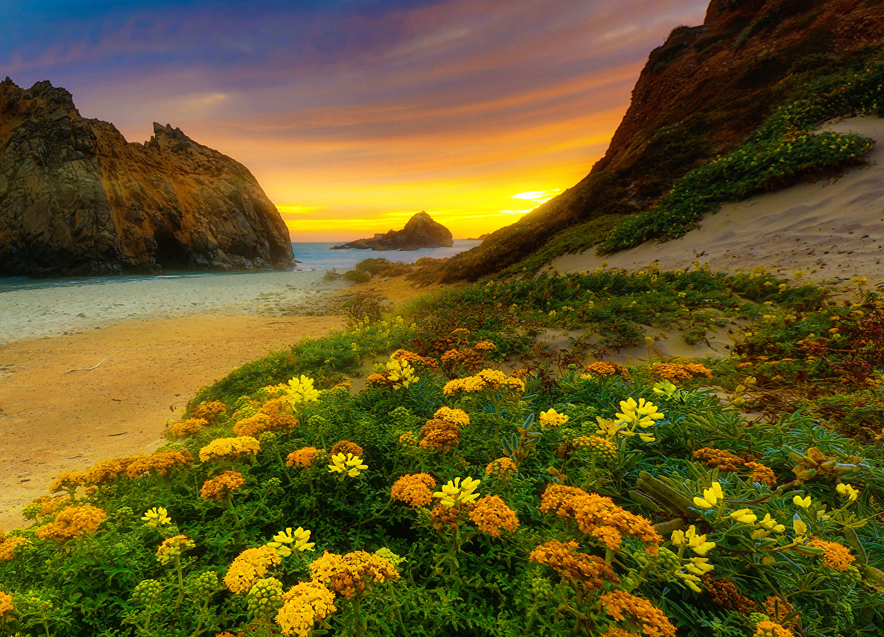 Desktop Wallpaper California USA HDR Crag Nature sunrise and sunset
