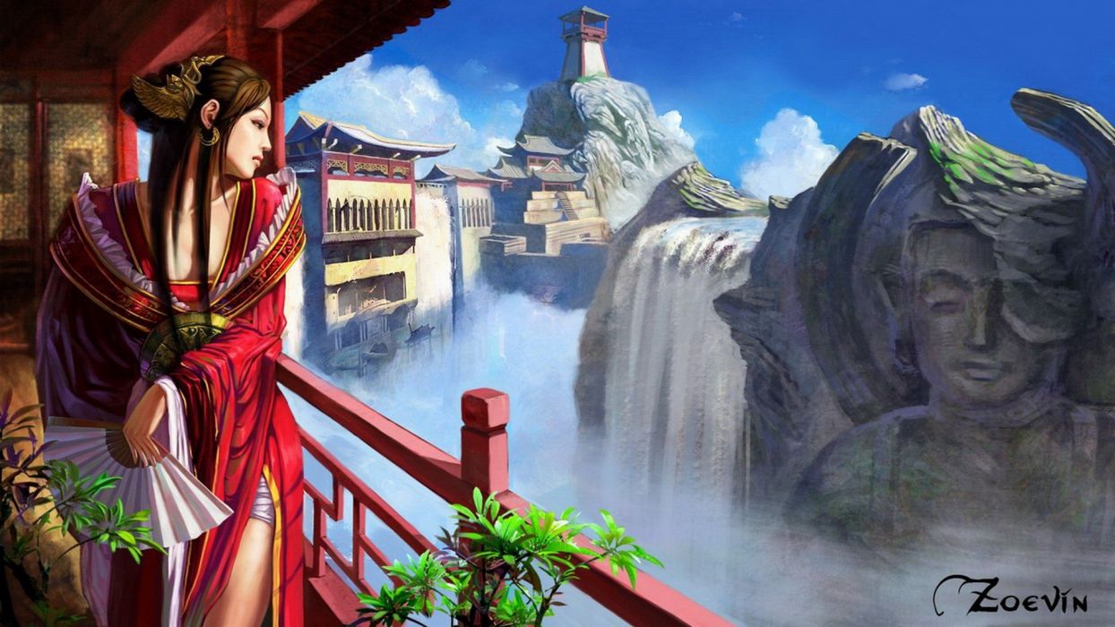 Landscapes fantasy art digital art artwork anime anime girls wallpaperx1080